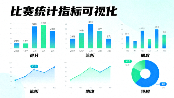 体育数据可视化图表展示比赛统计指标
